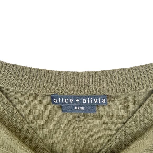 Alice + Olivia Base Green Cashmere Blend 1/2 Sleeve Shirt Sz S - Picture 2 of 5